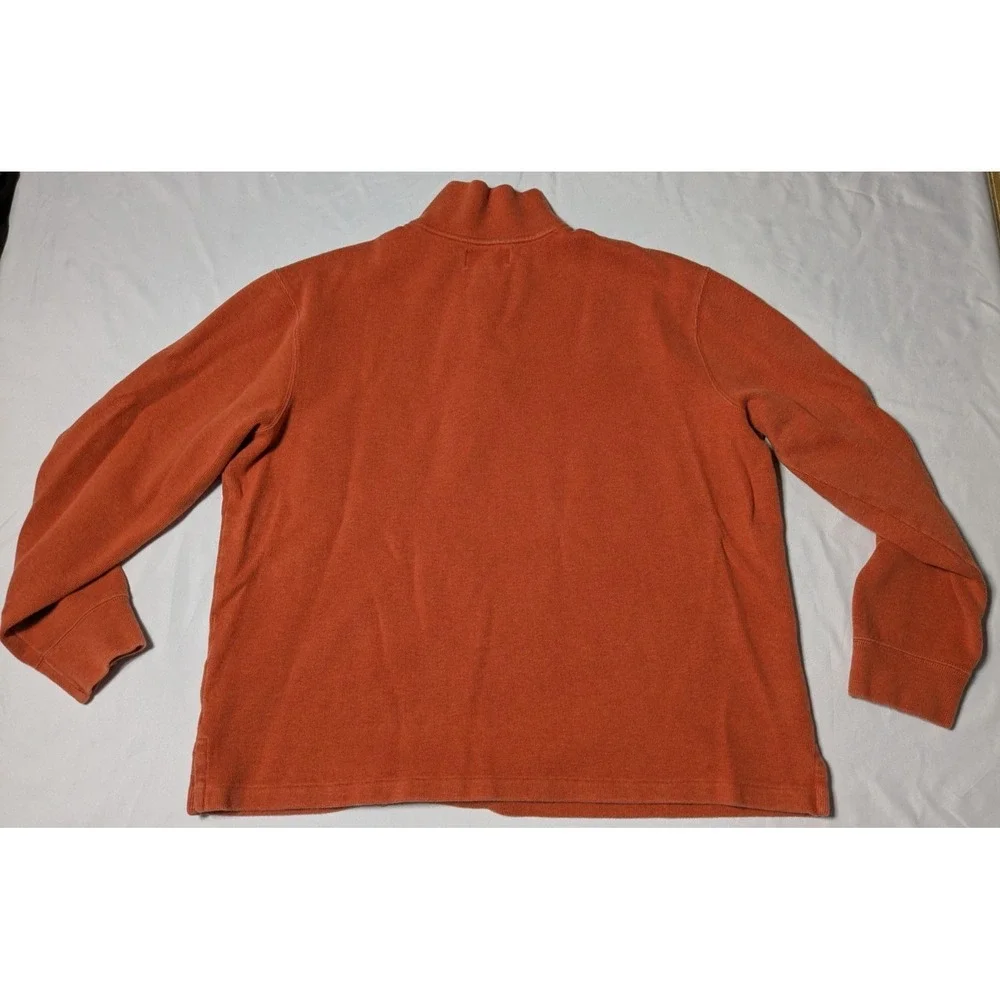POLO RALPH LAUREN Men XL Blue Pony‎ 1/4 Zip Orange Cotton Pullover